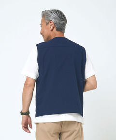 メンズ シアサッカー ベスト【吸汗速乾】通販 [1004-53410