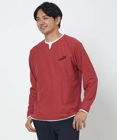 Human Player 赤 メンズ レイヤード風 キーネック カットソー通販 [1502-51278