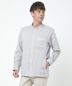 メンズ リネンブレンド バンドカラー シャツ通販 [1601-53101