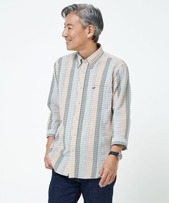 メンズ サッカー ストライプ柄 七分袖 シャツ【吸汗速乾】通販 [1601