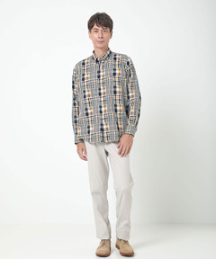 メンズ クロコダイルタータン パッチワーク シャツ通販 [1601-55109