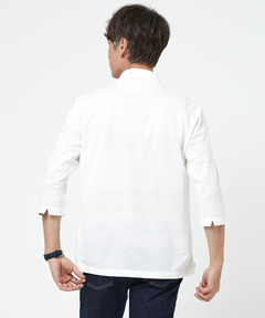 メンズ シャドーボーダー柄 七分袖 ポロシャツ【吸汗速乾】通販 [1602