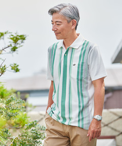 メンズ ランダムストライプ柄 ポロシャツ 【吸汗速乾】通販 [1602