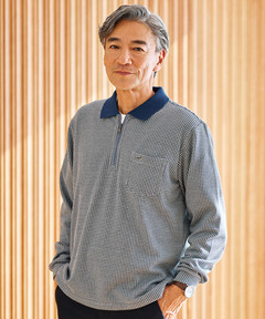 メンズ 千鳥柄 ハーフジップ ポロシャツ通販 [1602-55225