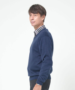 メンズ 10ゲージVネックセーター【洗濯機洗いOK】通販 [1603-06581