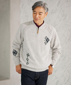 メンズ ハーフジップ 配色 ニット通販 [1603-57303] - クロコダイル