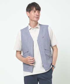 メンズ リップル生地 Vネック ベスト【吸汗速乾】通販 [1604-53409