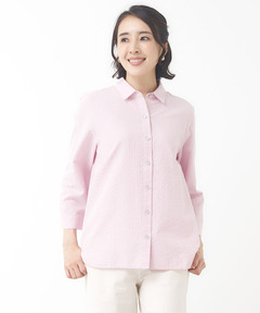 レディース スノーコットン サッカー 七分袖ブラウス【接触冷感】通販