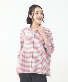 トムブラウン　Tシャツ　水色チェック柄　2枚セット 140cm 150cm レディース ダブルガーゼ チェック柄 ブラウス通販 [2001-55101