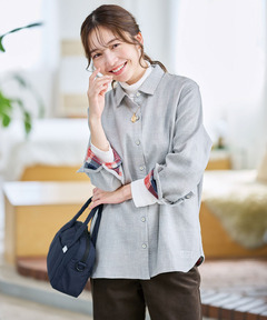 レディース ポケット付き コットン 接結起毛 ブラウス通販 [2001-55104