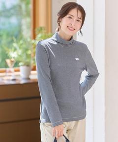 レディース コットンスムースボーダー タートルネック カットソー通販