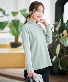 レディース 裏ボーダー ハイネック カットソー通販 [2002-55217