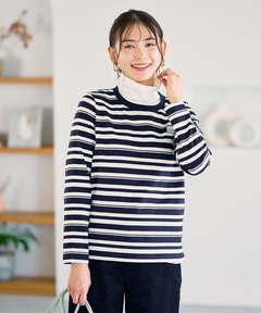 レディース 天竺 パネルボーダー クルーネックTシャツ通販 [2002-56211