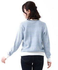 レディース ウールブレンド 千鳥柄チェック 配色 ニット通販 [2003