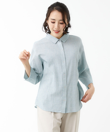 高島チヂミ ドットボタン ブラウス【JAPAN FABRIC】