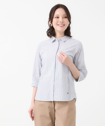 ドビー素材 七分袖 ブラウス