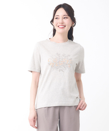 コットン フラワープリント Tシャツ