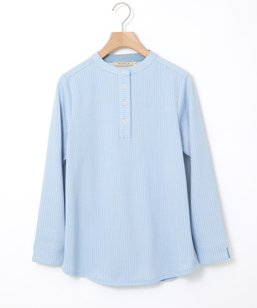 ストライプ ヘンリーネック カットソー