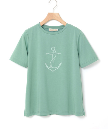 プレーティング天竺 アンカー柄 Tシャツ【UVカット】