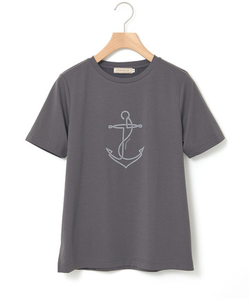 プレーティング天竺 アンカー柄 Tシャツ【UVカット】