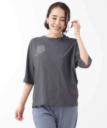フラワープリント 天竺 Tシャツ