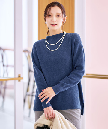 ウールブレンド ボトルネック ニット【手洗いOK】