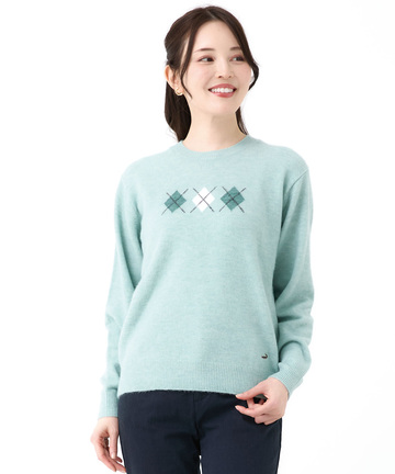 アーガイル プルオーバー ニット【手洗いOK】