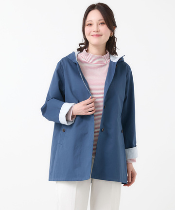 ストライプ バイカラー コート