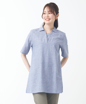 コットンリネン スキッパー チュニック【オンラインショップ限定】