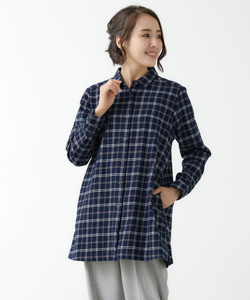 微起毛 チェック柄 チュニック【オンラインショップ限定】