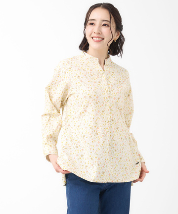花柄 スタンドカラー チュニック