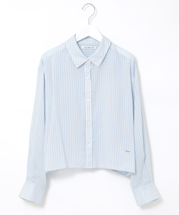 ショート丈 ストライプ柄 ブラウス