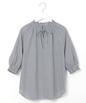 ギンガムチェック 七分袖 ブラウス