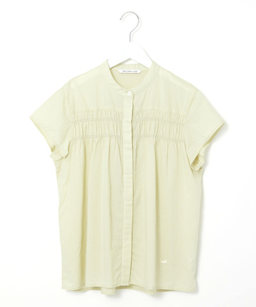 ギャザー バンドカラーブラウス