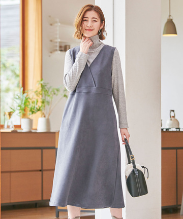 微起毛 Vネック ジャンパースカート【一部店舗限定】