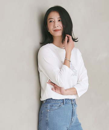 天竺 グラフィック 七分袖Tシャツ