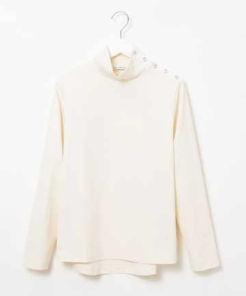 ボタン ハイネック カットソー