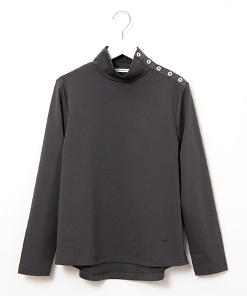 ボタン ハイネック カットソー