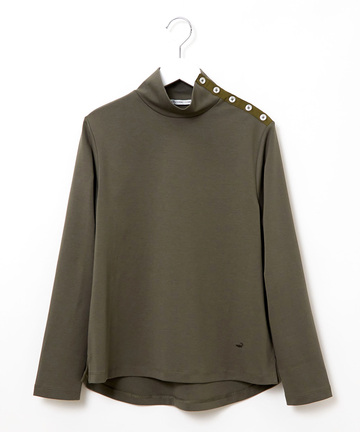 ボタン ハイネック カットソー