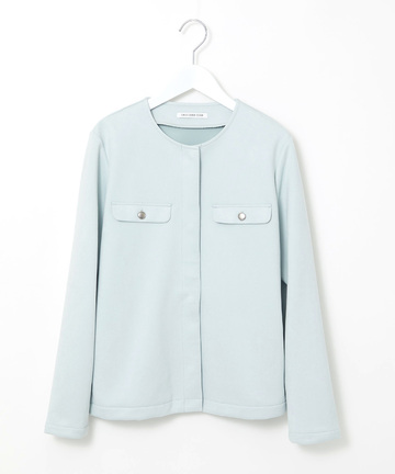 スウェード調 ノーカラージャケット