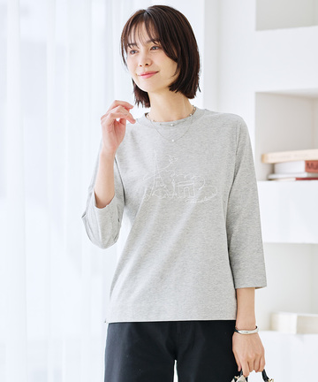 プリントデザイン 7分袖 Tシャツ