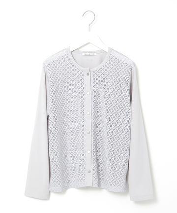 レース 切替 カーディガン