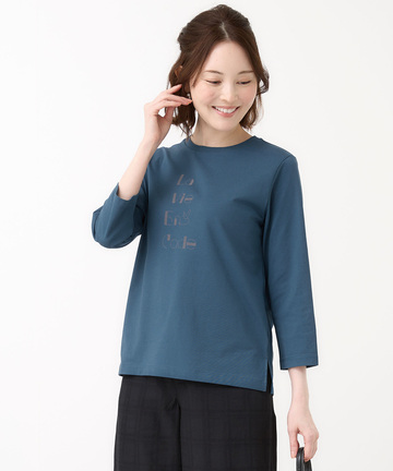 フロッキープリント 7分袖 Tシャツ