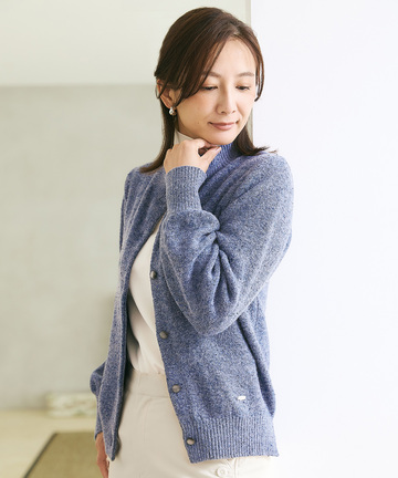 ラメ糸ネップ カーディガン【手洗いOK】