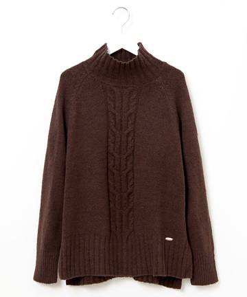 ケーブル編み ハイネックニット【手洗いOK】