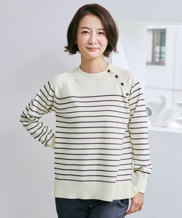 アシンメトリー ボーダー ニット【手洗いOK】