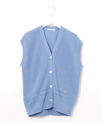 裾編み柄 Vネックベスト【手洗いOK】