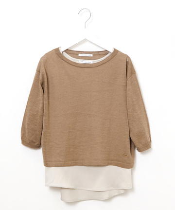 リネンブレンド インナー付きニット【手洗いOK】【オンラインショップ・一部店舗限定】