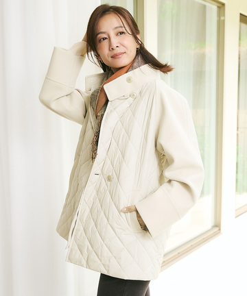 異素材 中綿キルティング ジャケット