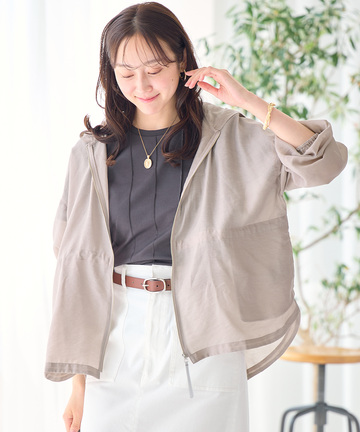 シアー フード付きブルゾン